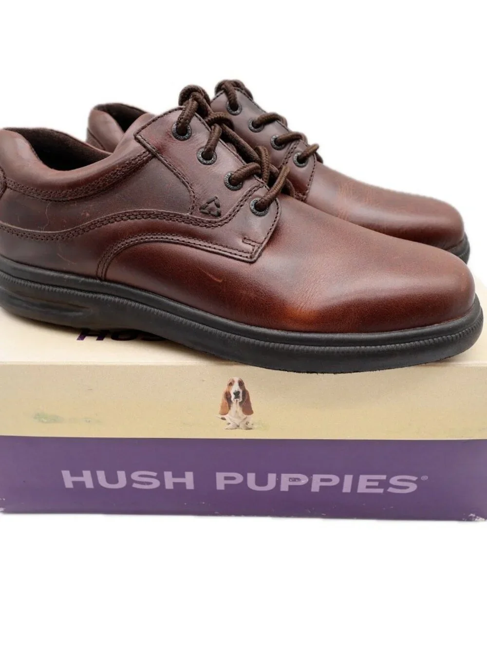 Hush Puppies Glen Men's 9.5 Brown Leather Comfort Casual Oxford Shoes